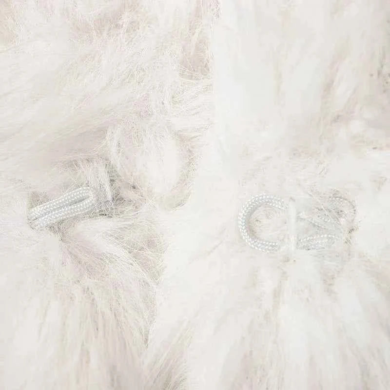 Comfortable Elegant White Faux Fur Casual Jacket