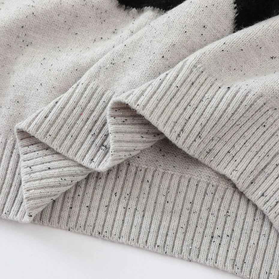 Soft Cotton Oversized Cartoon Graphic Knit Sweater