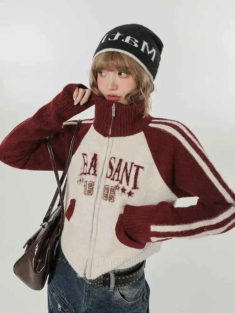 Vintage American Style High Neck Sweatshirt