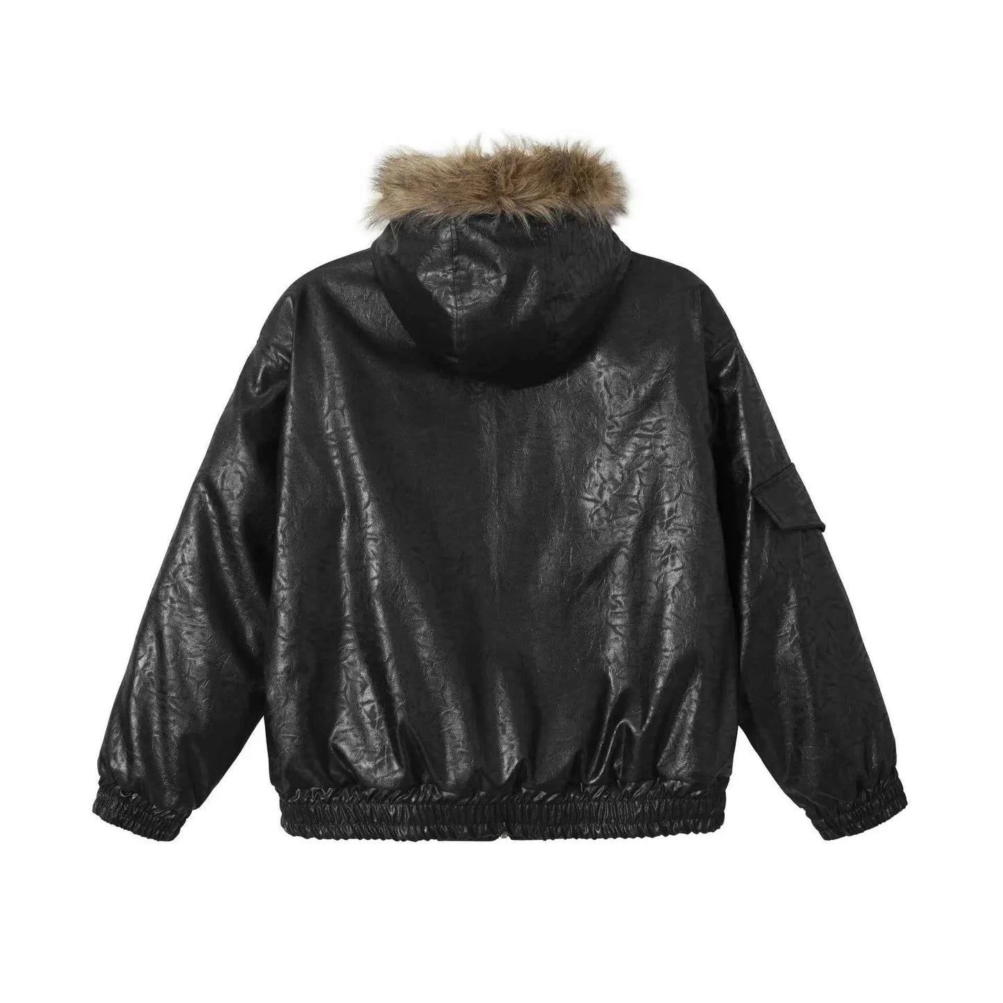 Winter Thick Warm Fur-Collar Parka Leather Jacket