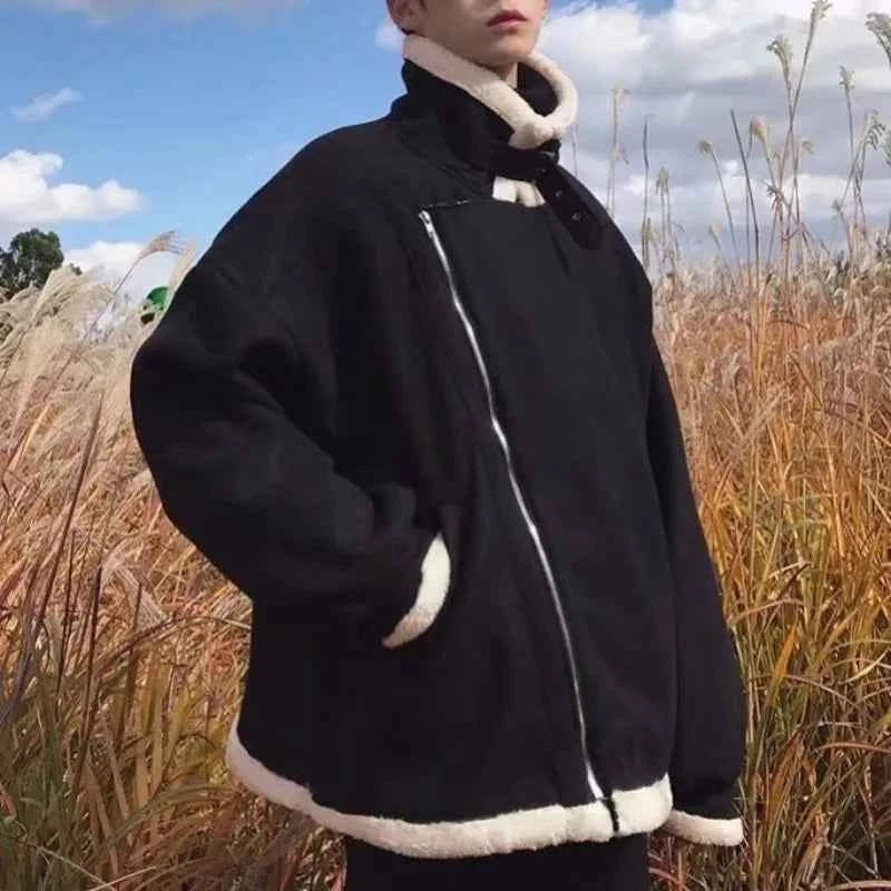 Cozy Padded Velvet Lambswool Fur Jacket