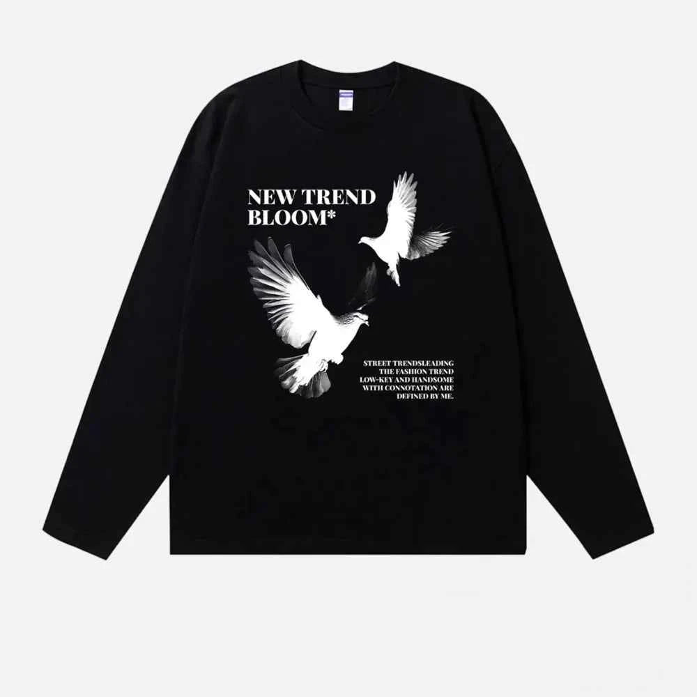 Dove Pattern American Style Long Sleeve T-Shirt