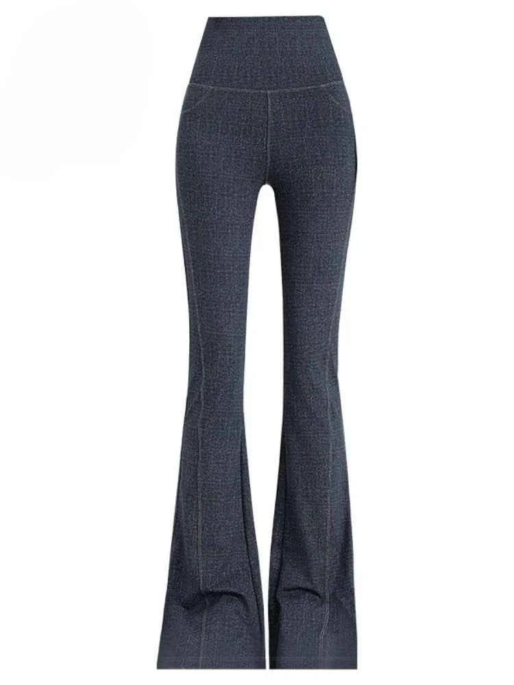 Women High Waist Flared Denim Leggings Jeans