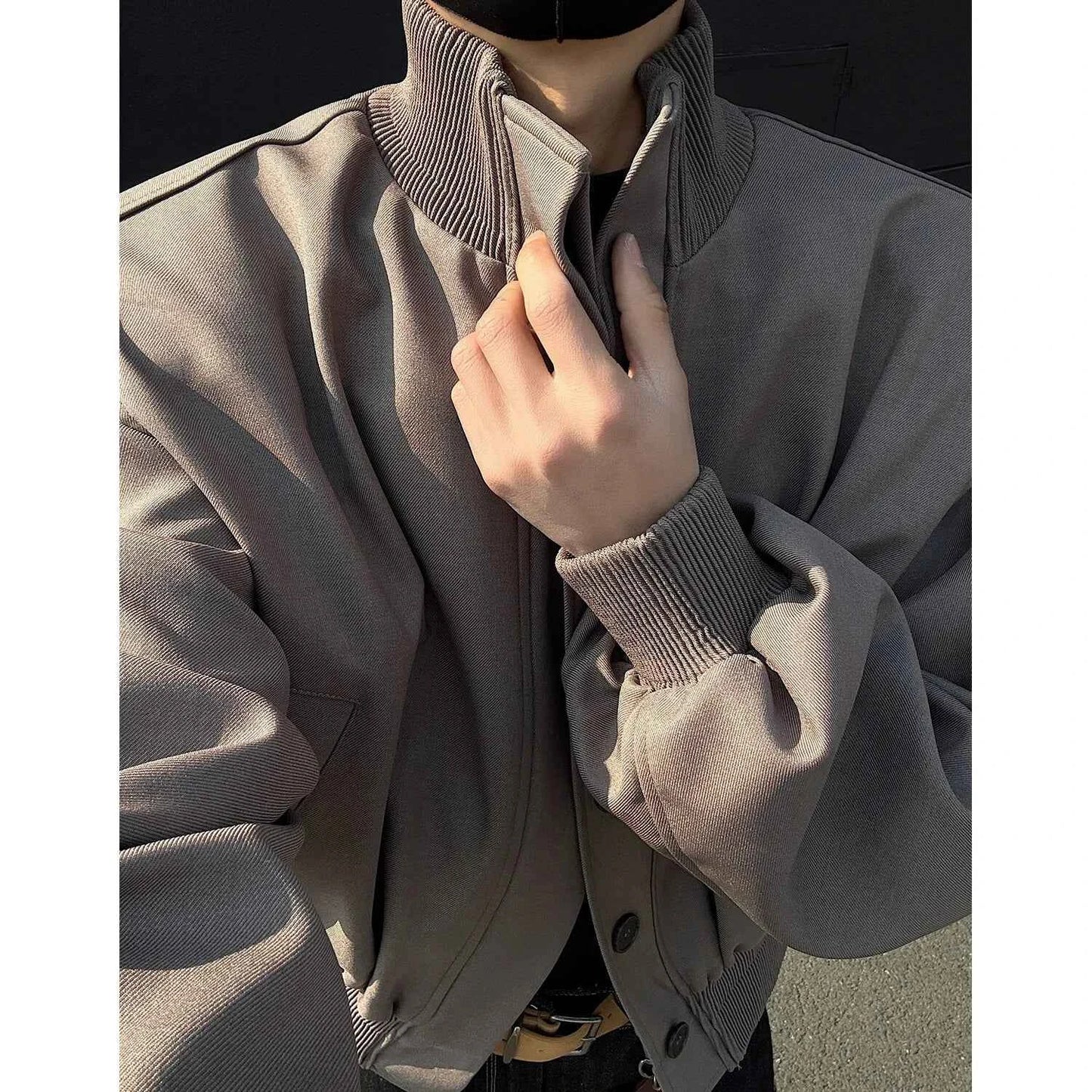 Cool Trendy Oversized Stand Up Collar Jacket