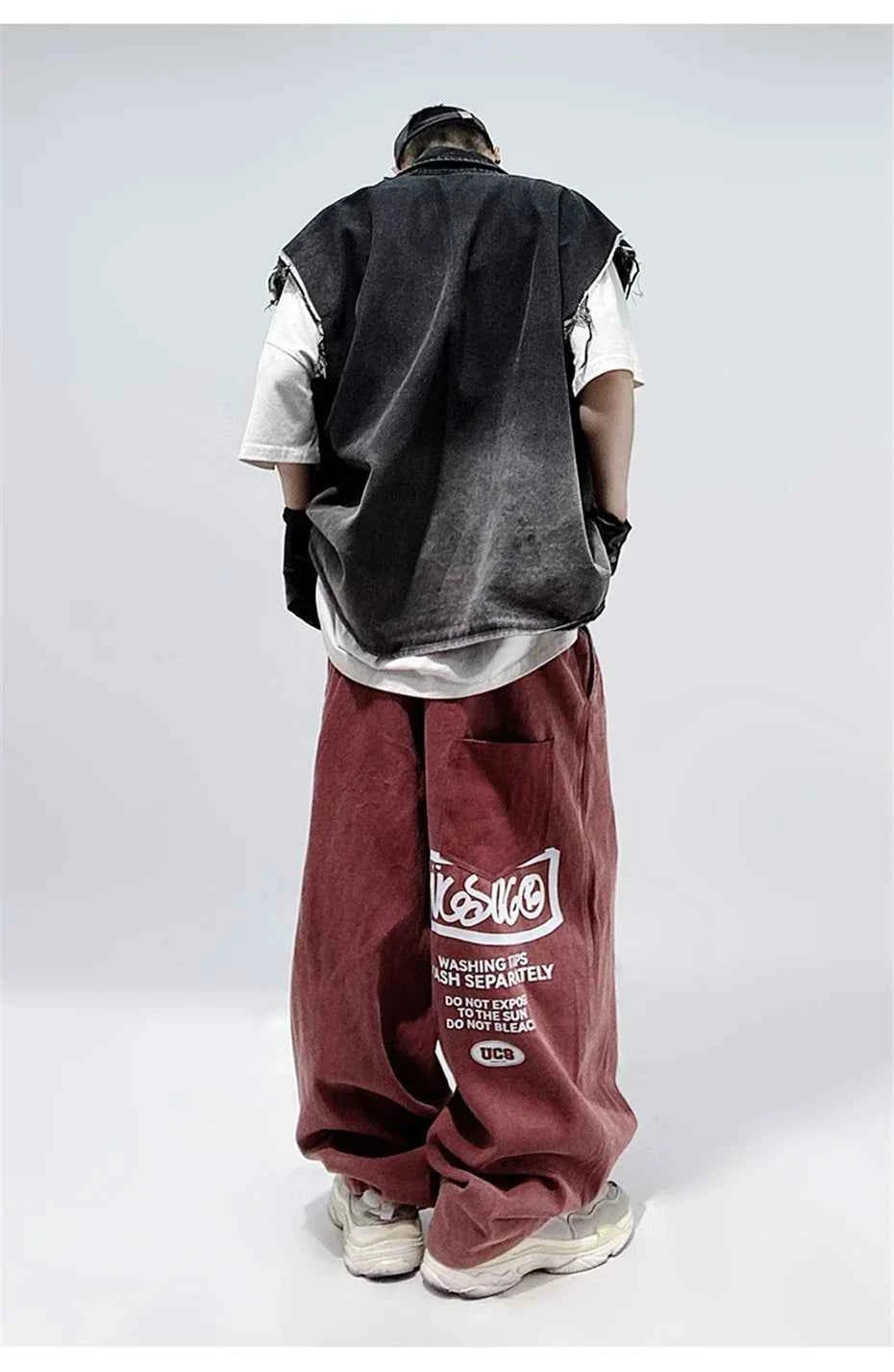Vintage Streetwear Elastic Waist Wide Leg Jeans