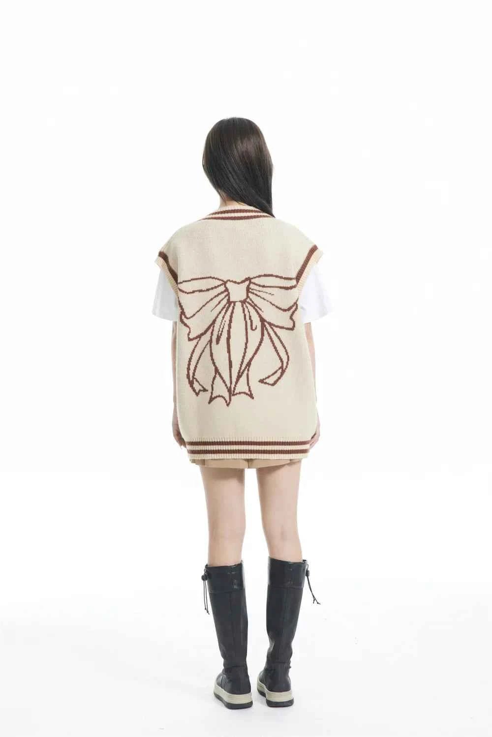 Women Trend Basic Jacquard Bow Sweater