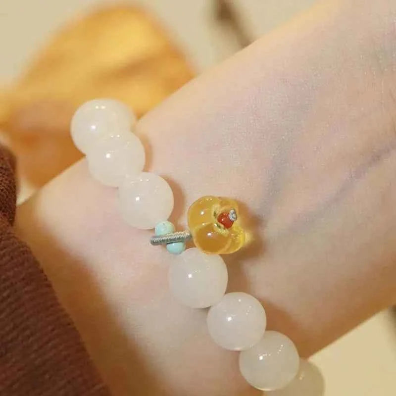 Elegant White Jade Beaded Bracelet