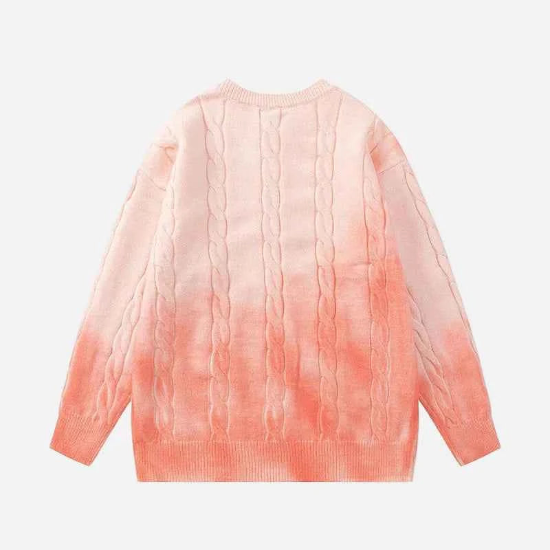 Y2K Colorful Gradient Cable Knit Sweater