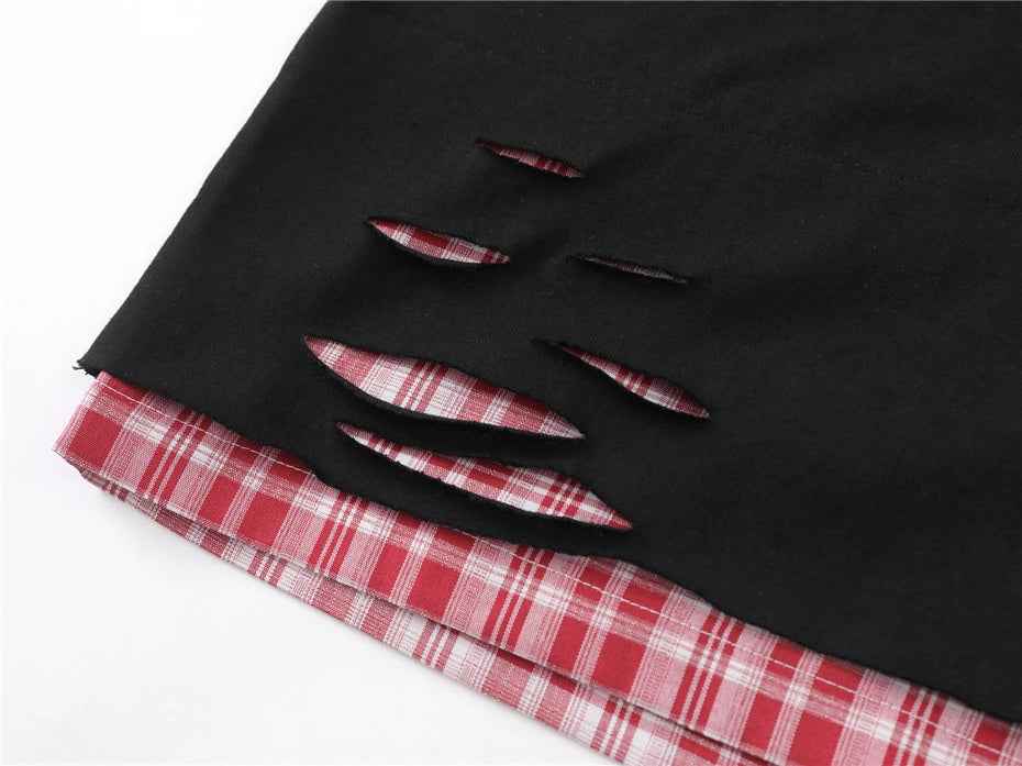 Y2K Butterfly Print Hooded Short Sleeve Ripped T-Shirt