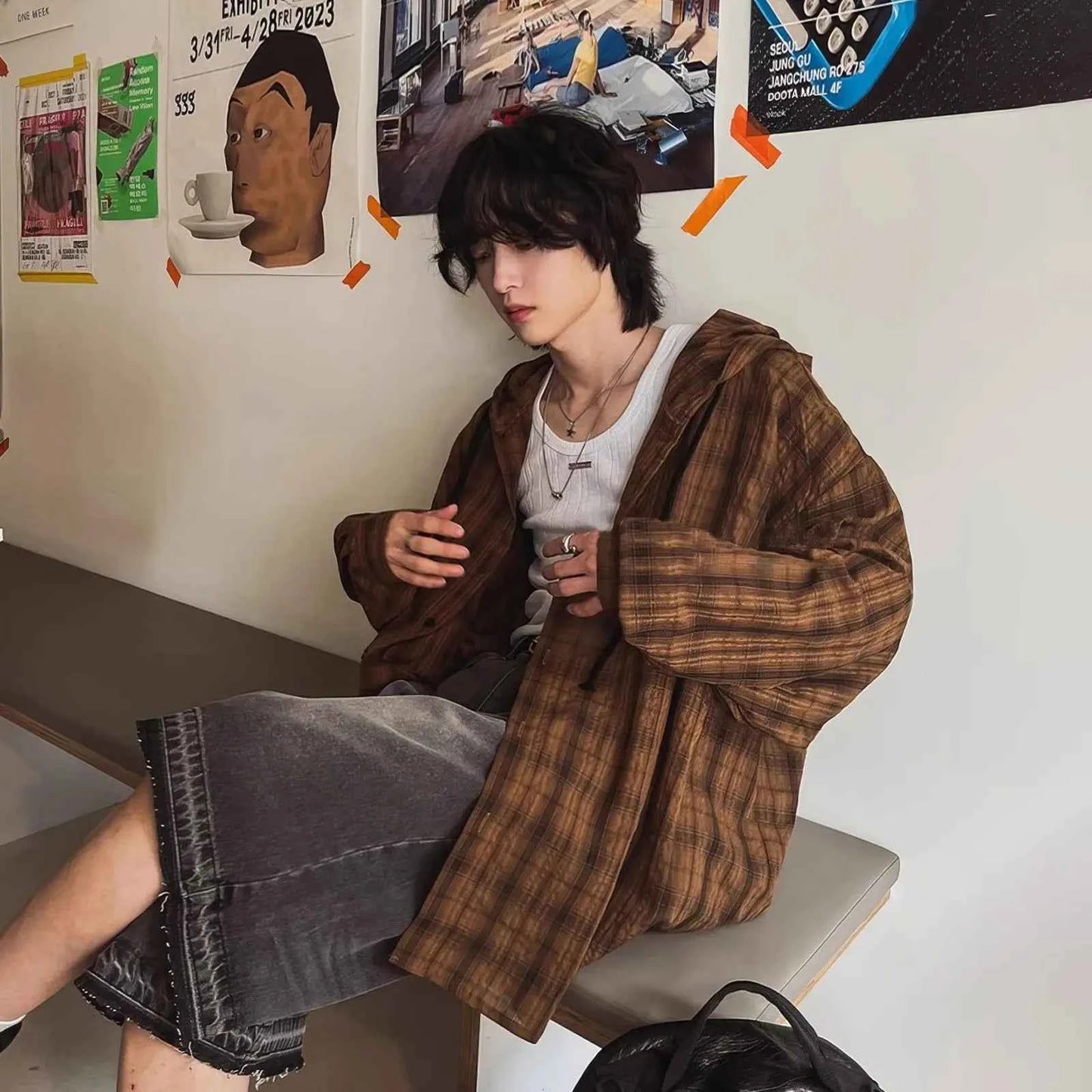 Plaid Vintage Casual Long Sleeve Hooded Shirt