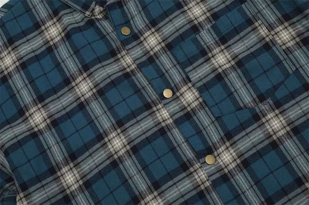 Trendy Plaid Patchwork Loose Lapel Single Shirt