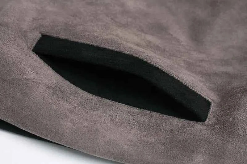 Streetwear Grunge Patchwork Suede Hoodie