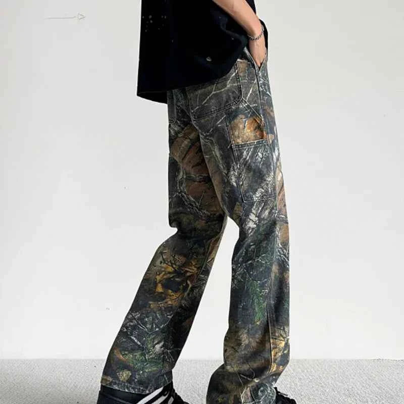 Streetwear Vintage Retro Hip Hop Patterned Jeans