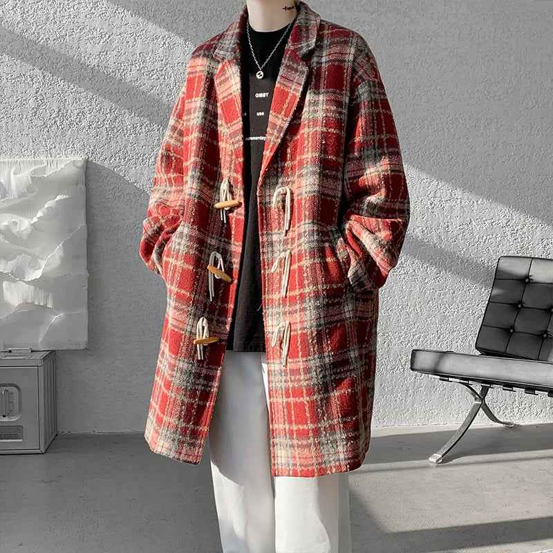 Plaid Mid-Length Single Breasted Coat