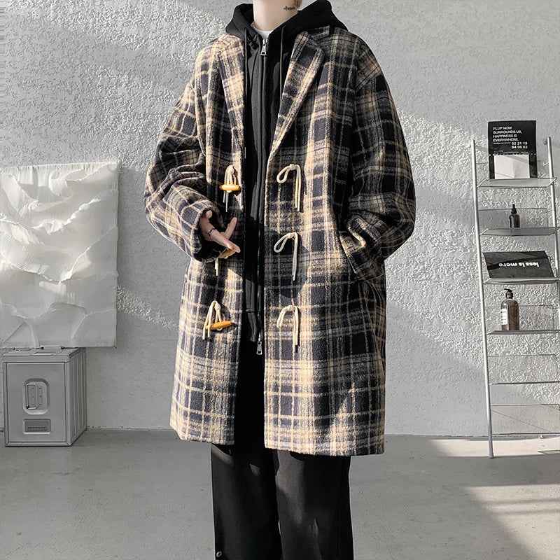 Plaid Mid-Length Single Breasted Coat