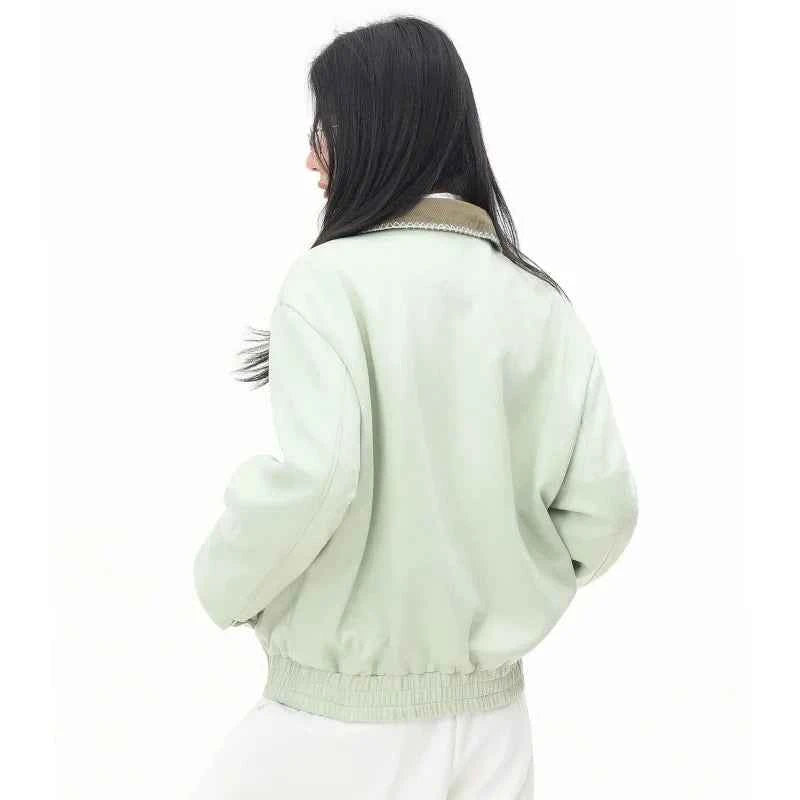 High Quality Green Lapel Aviator Jacket