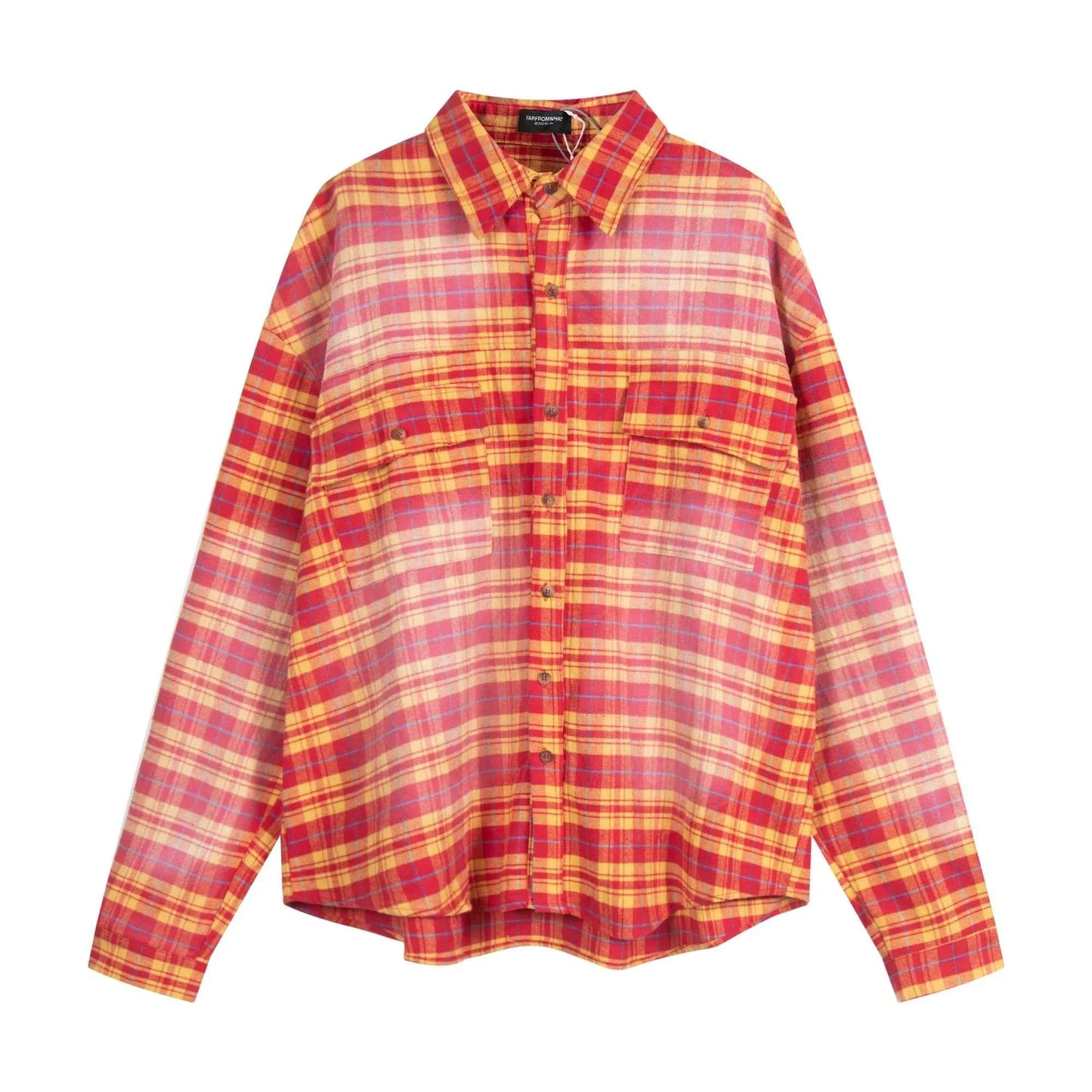 Retro Korean Style Patcwork Trend Flannel Shirt