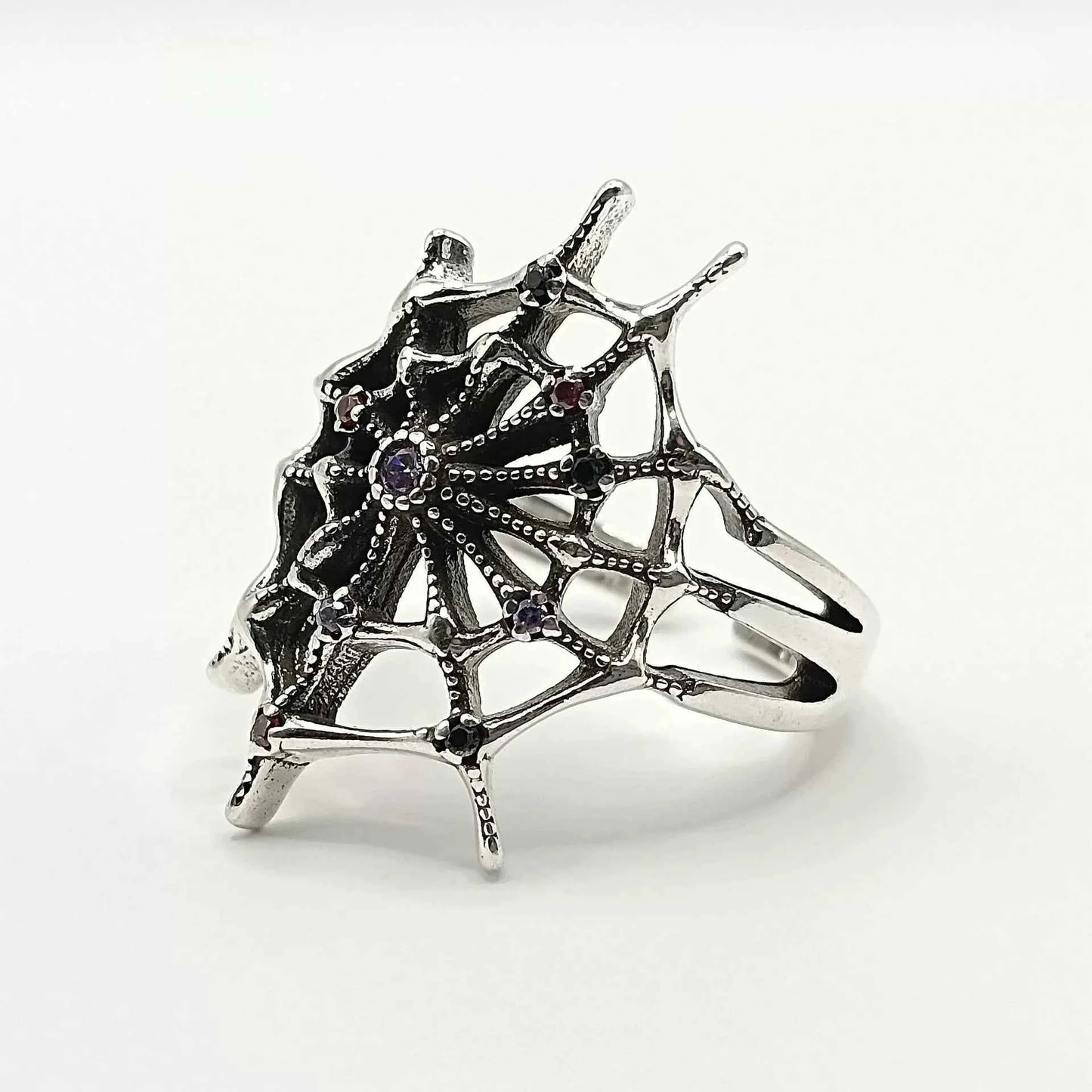 Adjustable Spider Web Geometric Ring