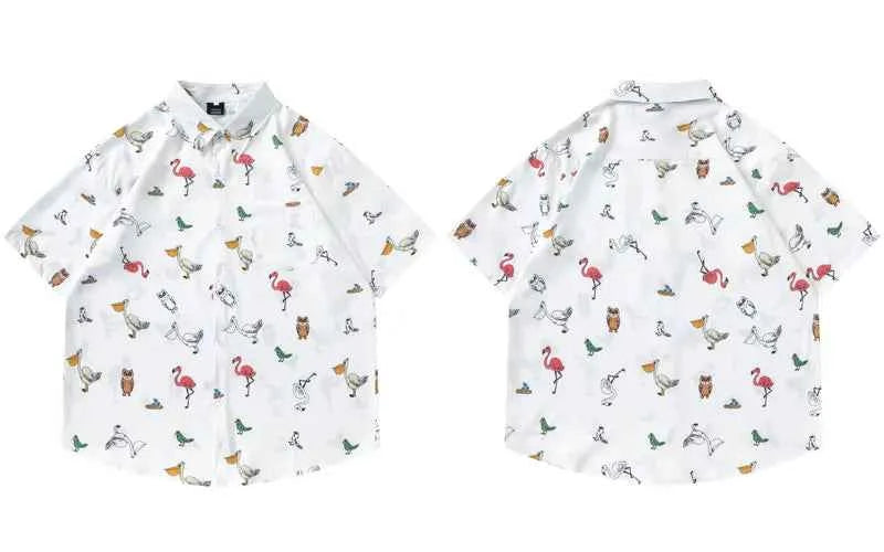 High-Quality Tropical Birds Graphic Short Sleeve Shirt