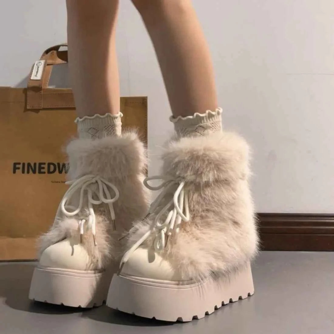 Winter Retro Trendy Hairy Snow Boot