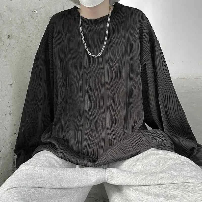 Versatile Hip Hop Solid Color Long Sleeve T-Shirt