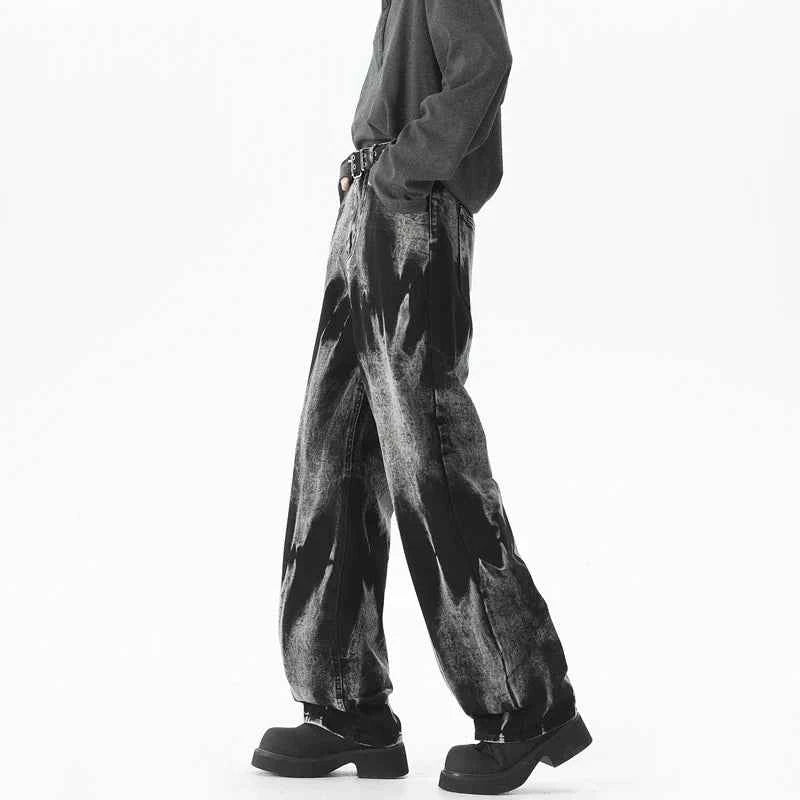 Durable Streetwear Black Tie Dye High Jeans