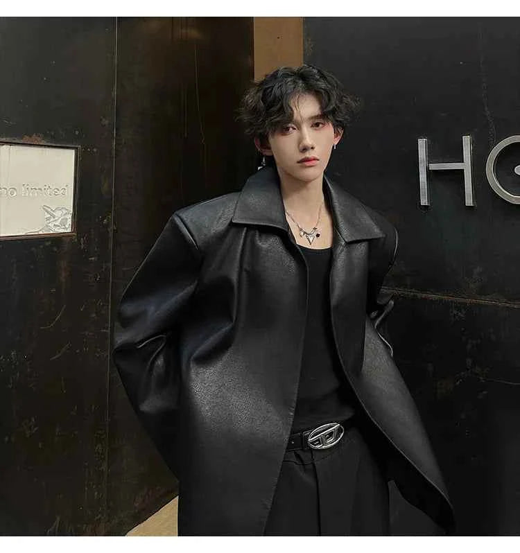 Sleek Buttonless PU Motorcycle Leather Jacket