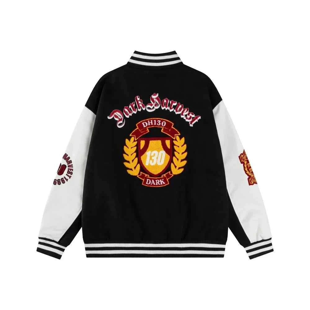 Casual Badge Single Breasted Embroidery Varsity Jacket
