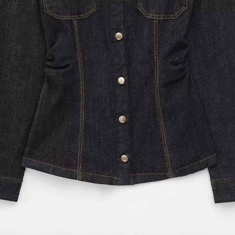 Fashionable Chic Lapel Neck Denim Jacket