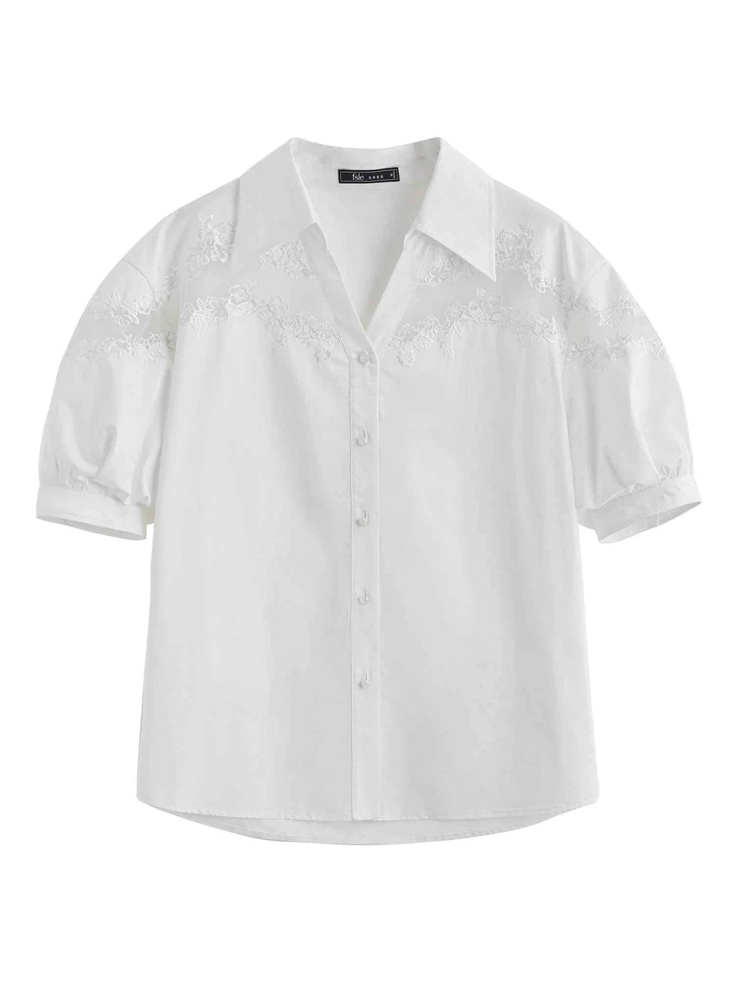 Classic Luxurious Sheer Lace Summer Blouse Shirt