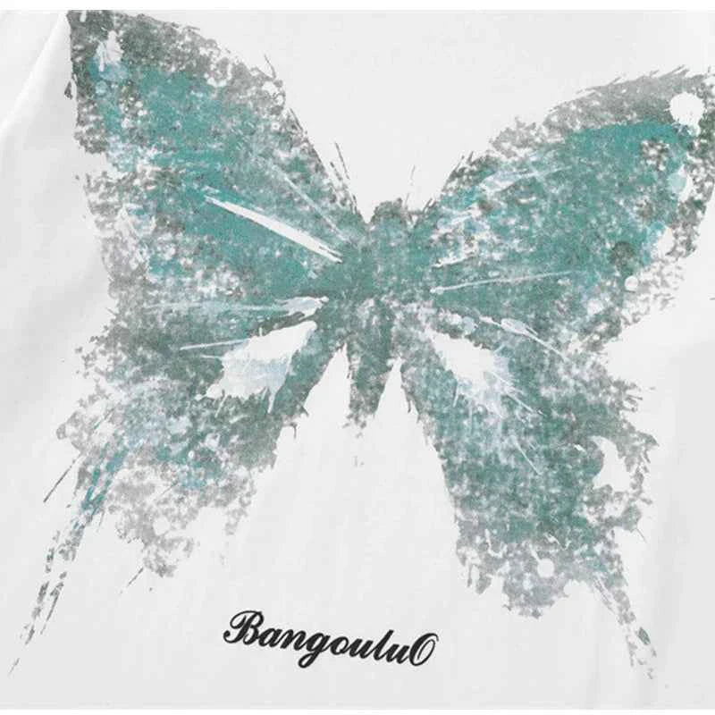 Cozy Butterfly Graphic Black Cotton T-Shirt