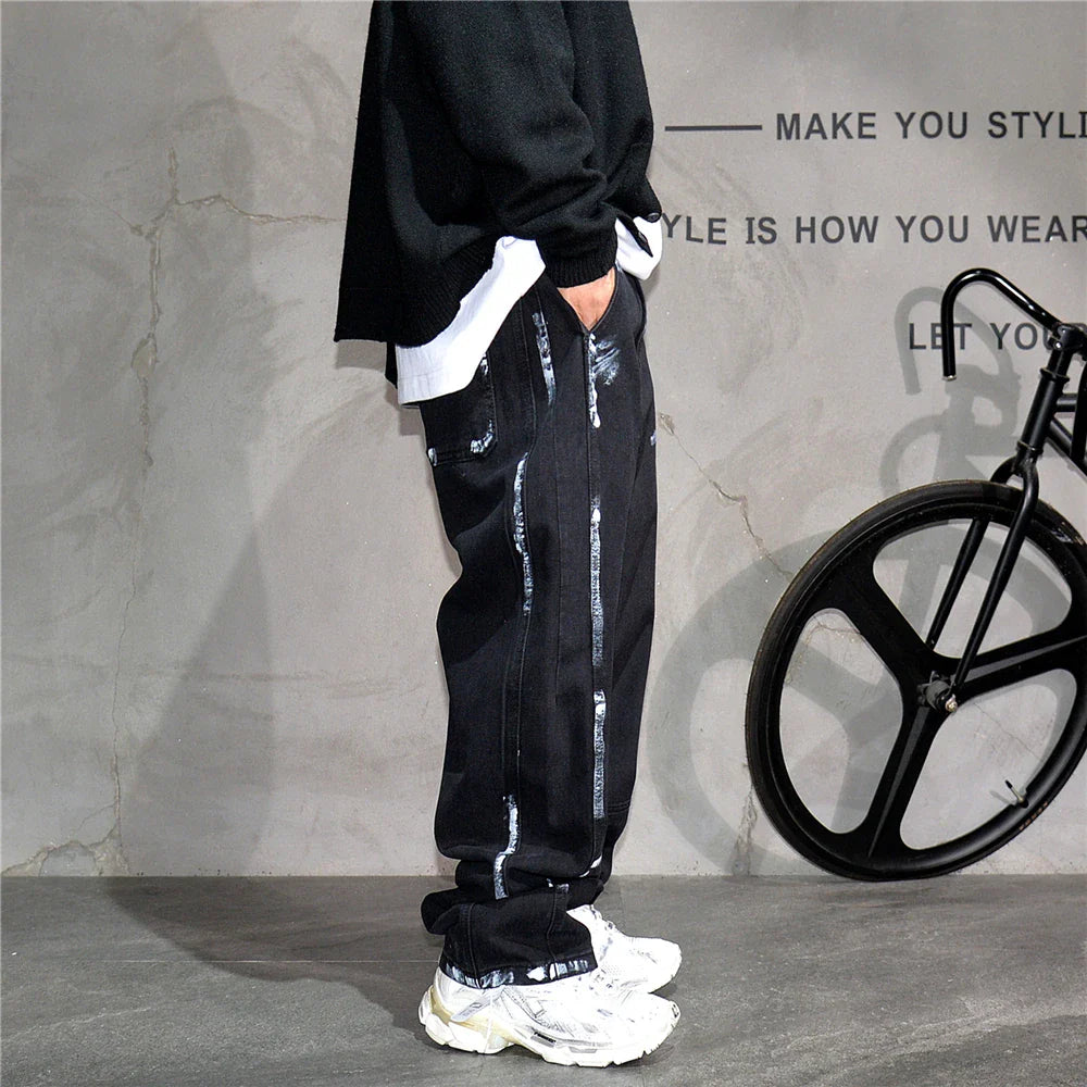 Ebony Black Splash Paint Style Pants