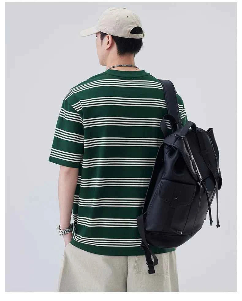 Chic Loose Fit Striped with Front Pocket T-Shirt