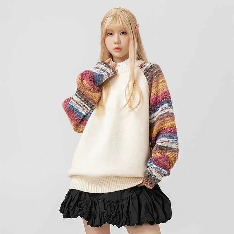 Panelled Crewneck Hip Hop Knit Sweater