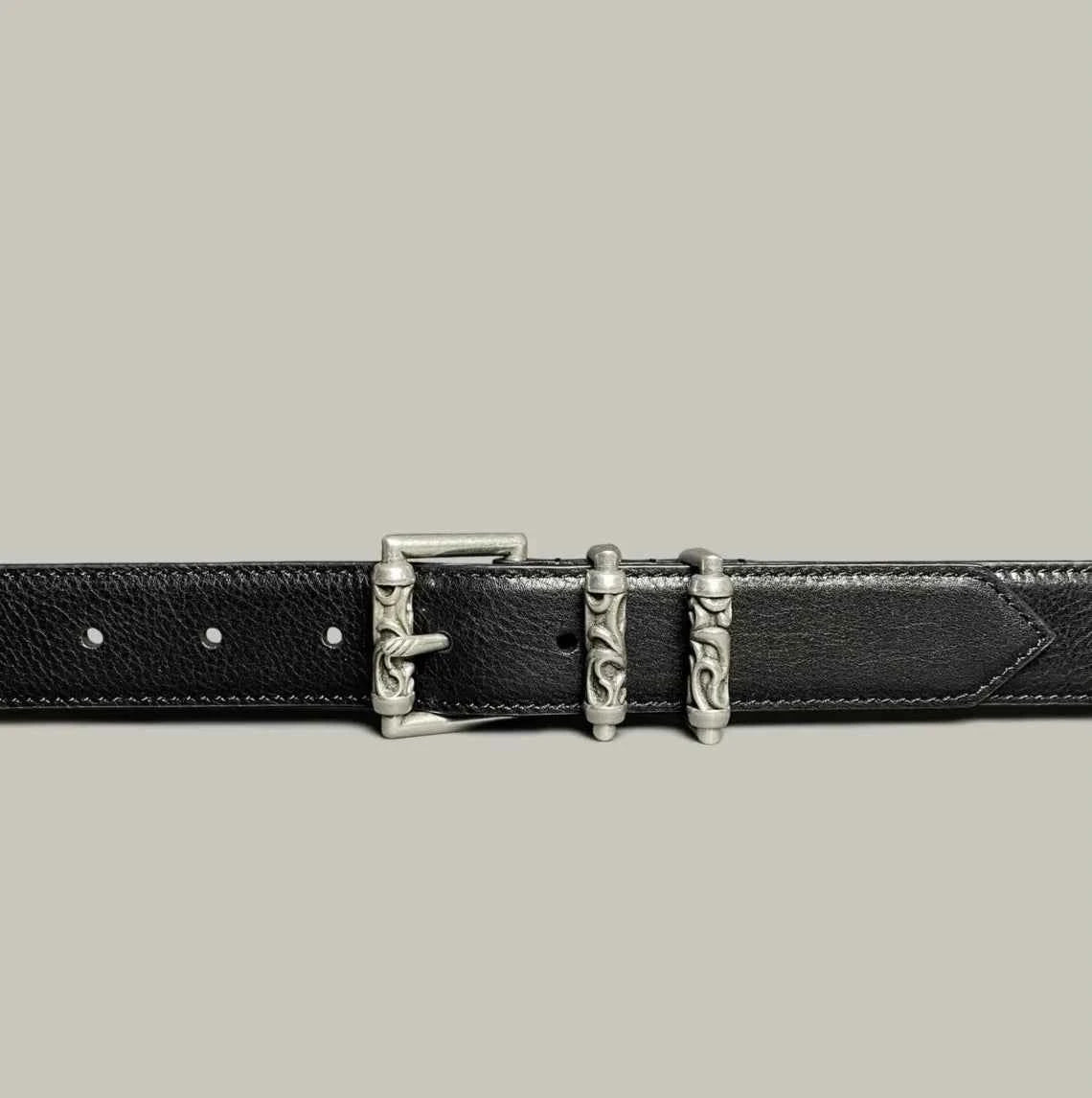 Ancient Silver Pin Buckle Leather Belt