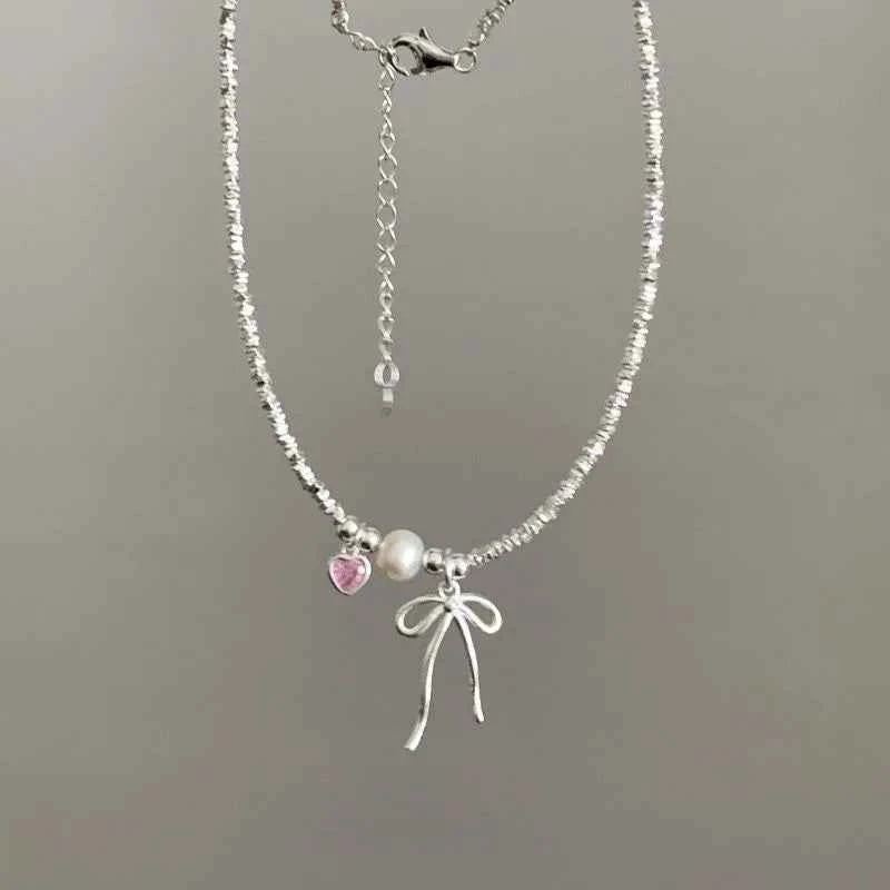 Y2K Bowknot Heart Choker Necklace