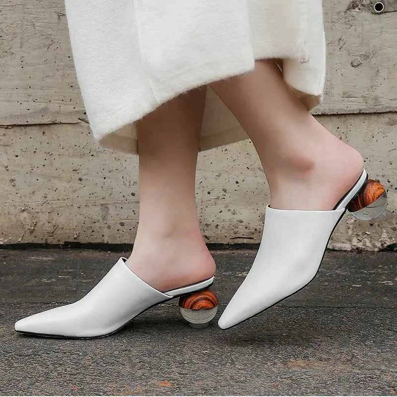 LUW European Edition Muller Shoes - Luxury "Baotou" Half-Supported Outdoor Mules