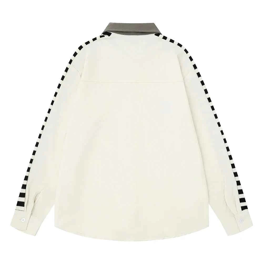Embroidered Patchwork Cargo Safari Style Shirt