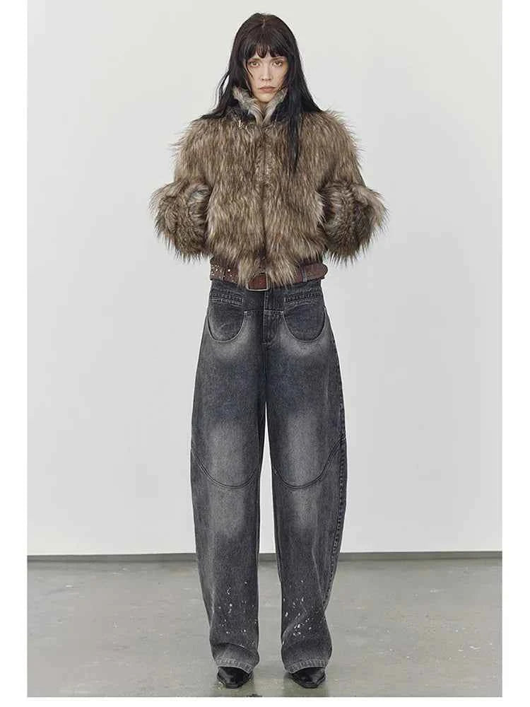 Women Vintage Luxury Thick Faux Fur Coat Jacket
