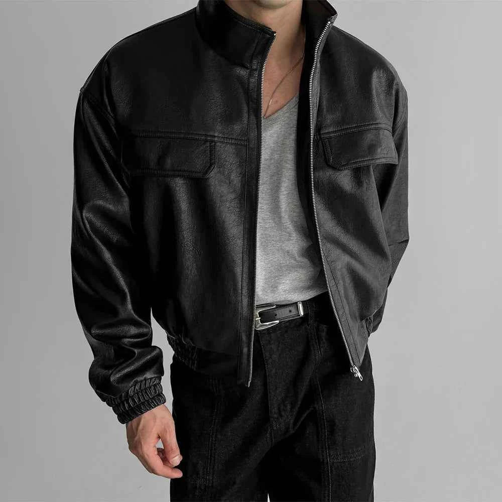 Trendy Motorcycle Pilot PU Leather Jacket