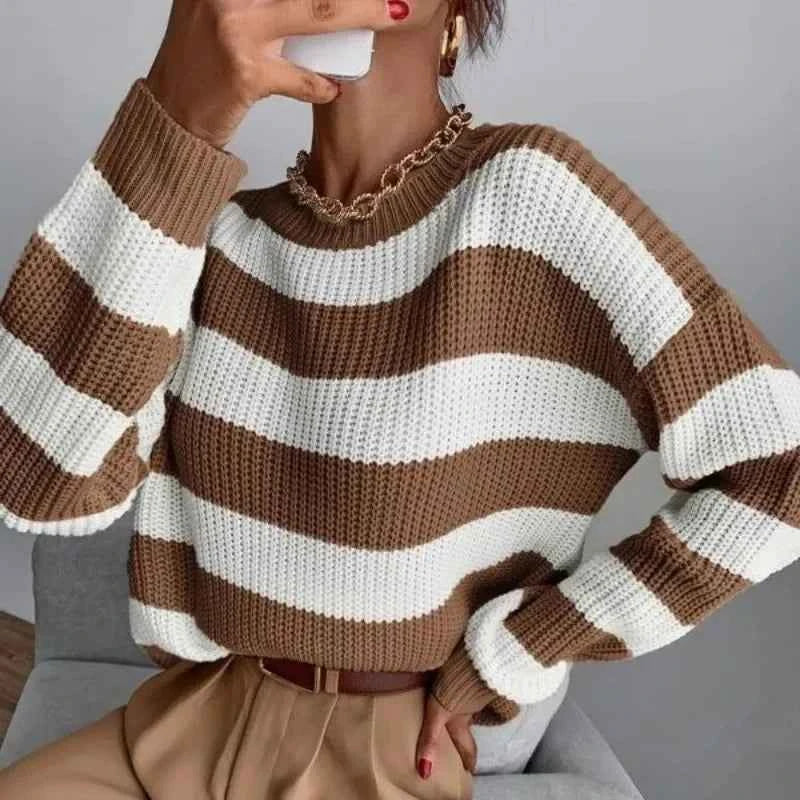 Women Retro Versatile Knitted Pullover Sweater