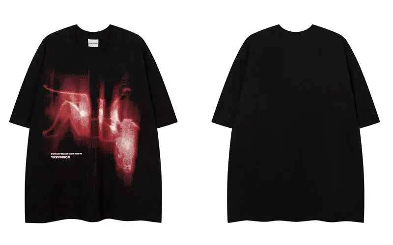 Breathable Abstract Graphic Print Oversize Cotton T-Shirt