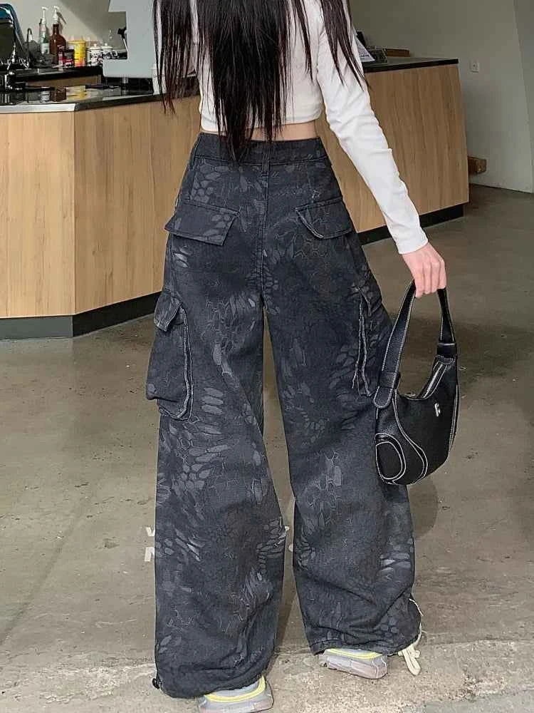 Y2K Black Cyber Cargo Jeans Jeans