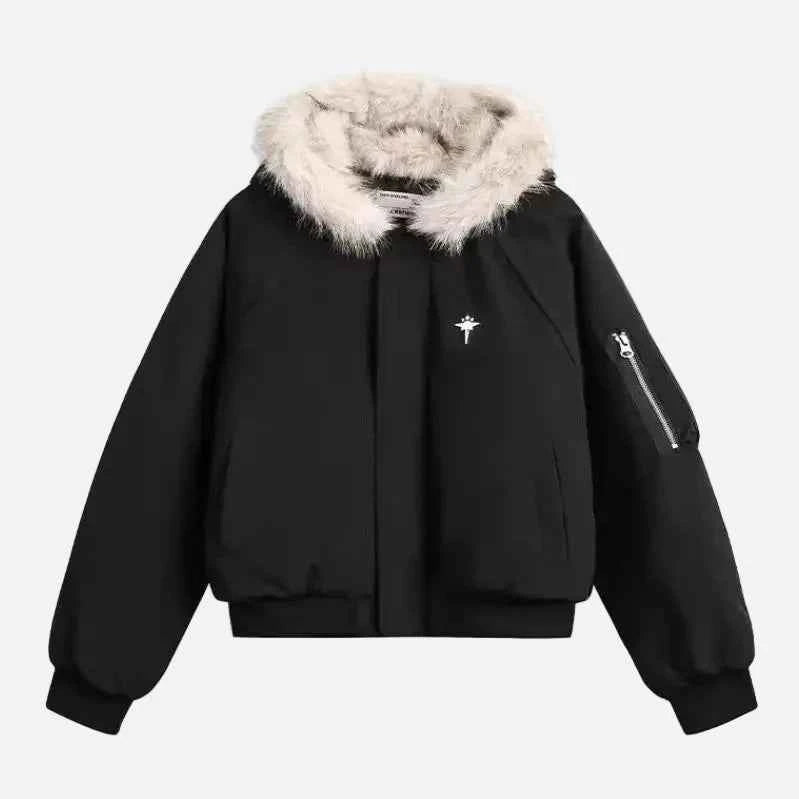Warm Winter Hooded Parkas Faux Fur Jacket