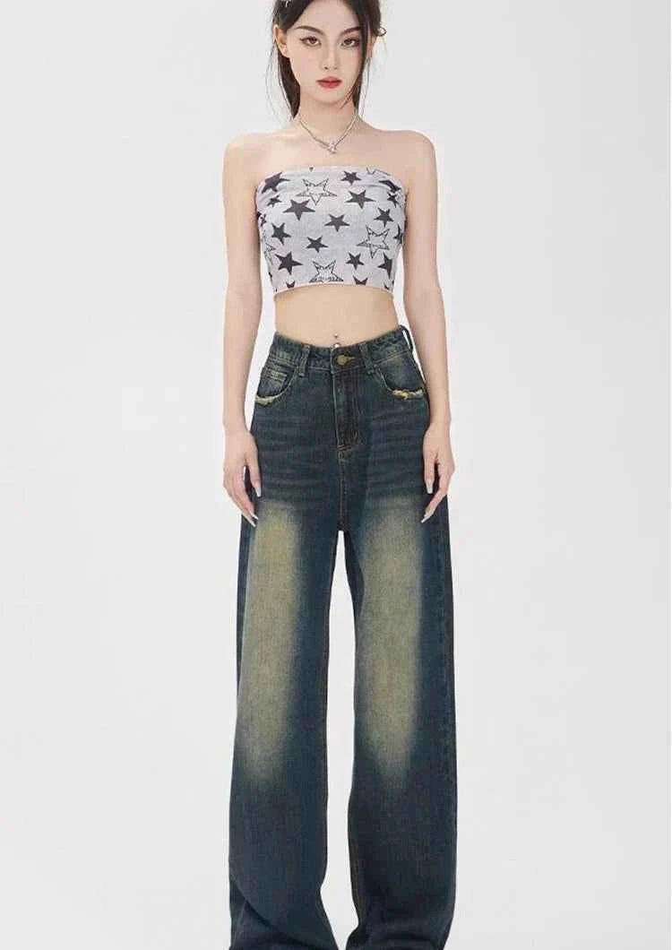 Women Streetware High Waist Wide Leg Jeans