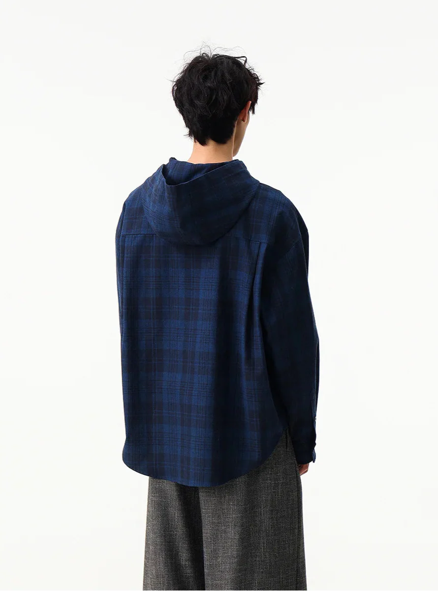 Streetwear Cozy Soft Oversize Plaid Hooded Shirt - Luxuryurbanwear