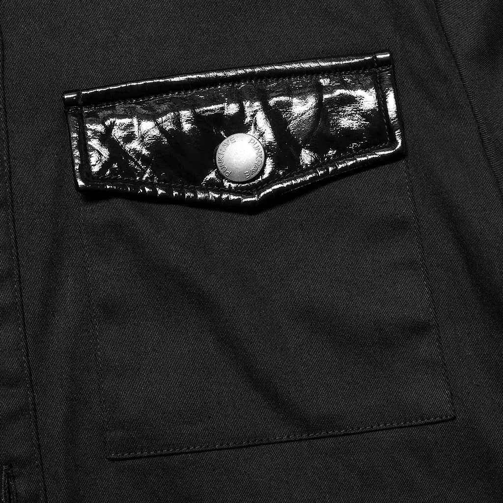 Gothic Asymmetric Black Ghost Button Shirt