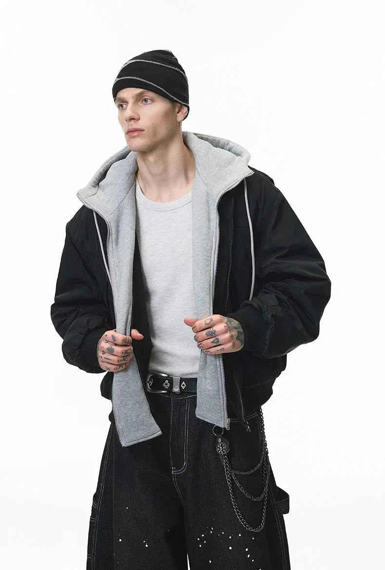 Streetwear Detachable Layered Winter Baseball Jacket
