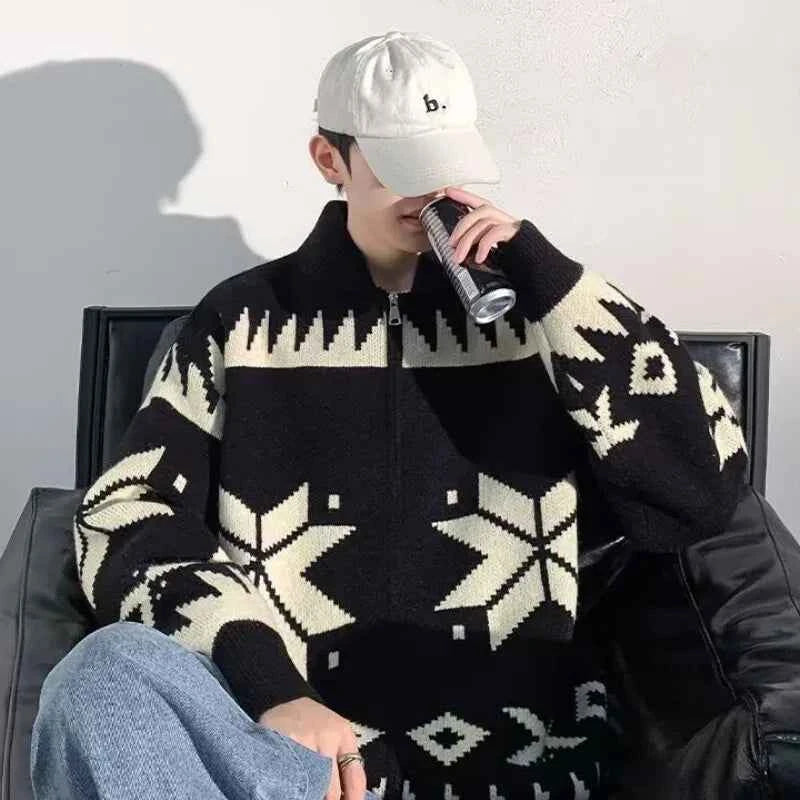 Winter Streetwear Thick Knitted Zipper Cardigan