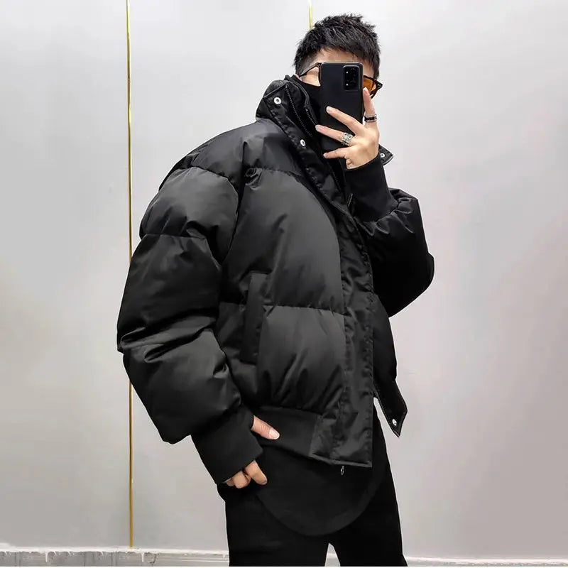 Pitch Black Standing Collar Padded Jacket